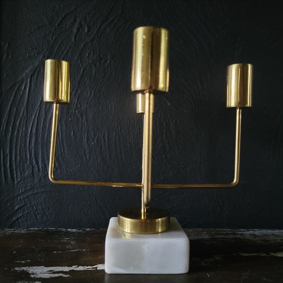Zodax Mannara Five Tier Brass and Marble Taper Candle Holder (1 of 2) - Picture 2 of 7
